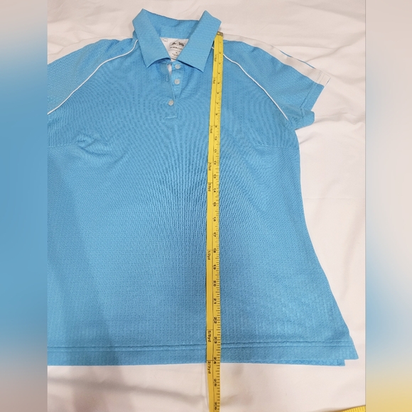 Adidas Clima Cool Womens Golf Polo Shirt On Size Medium Blue And White - Picture 8 of 9